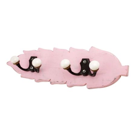 Pink Black Double Loop Ceramic Iron Wooden Hooks